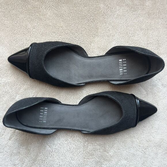 Stuart Weitzman Black Patent Leather Pointed Cap Toe D'Orsay Flat Shoes Women 6 - Picture 16 of 16